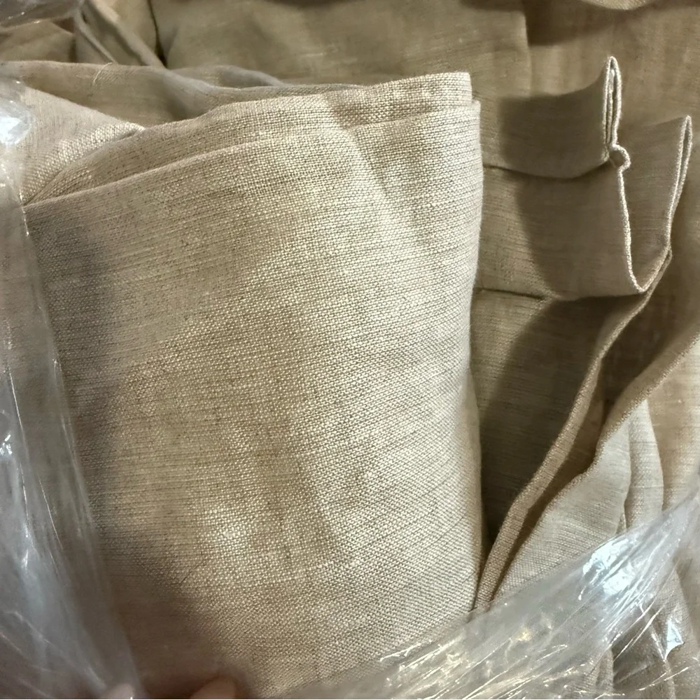 Quince European Linen Blackout Curtain Panel Flax Beige 96”x 108”